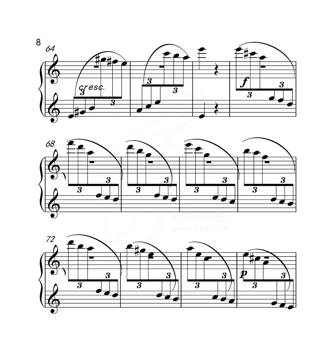 第五级A组 帕格尼尼主题变奏曲（选段）（中国音乐学院钢琴考级作品1~6级）