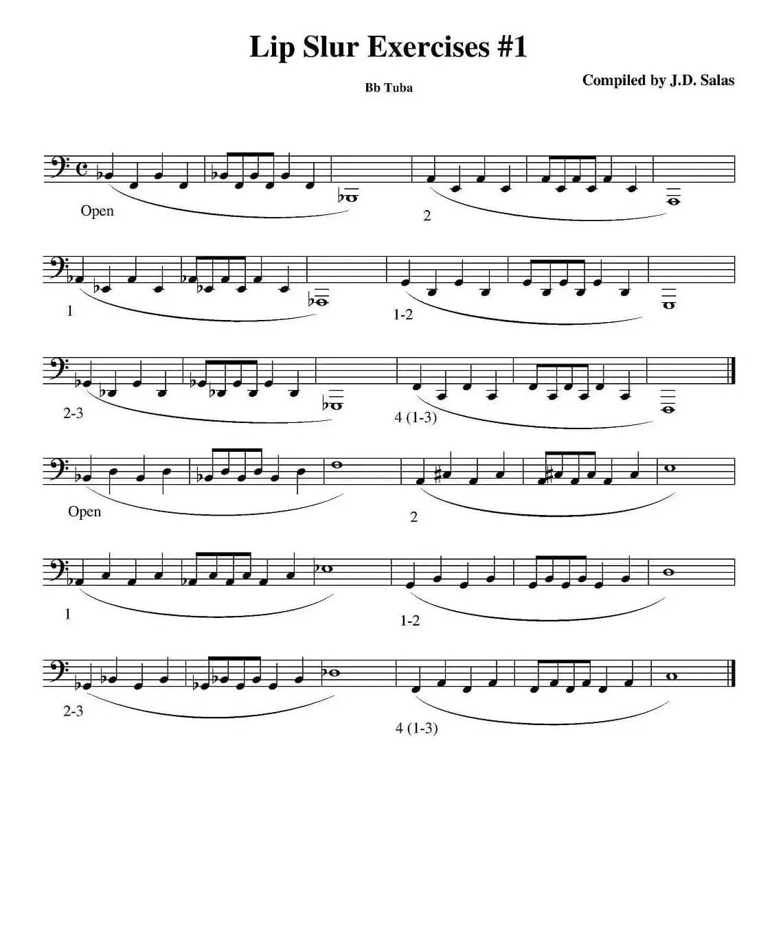 Lip Slur Exercise - Bb Tuba（大号练习教材选曲）