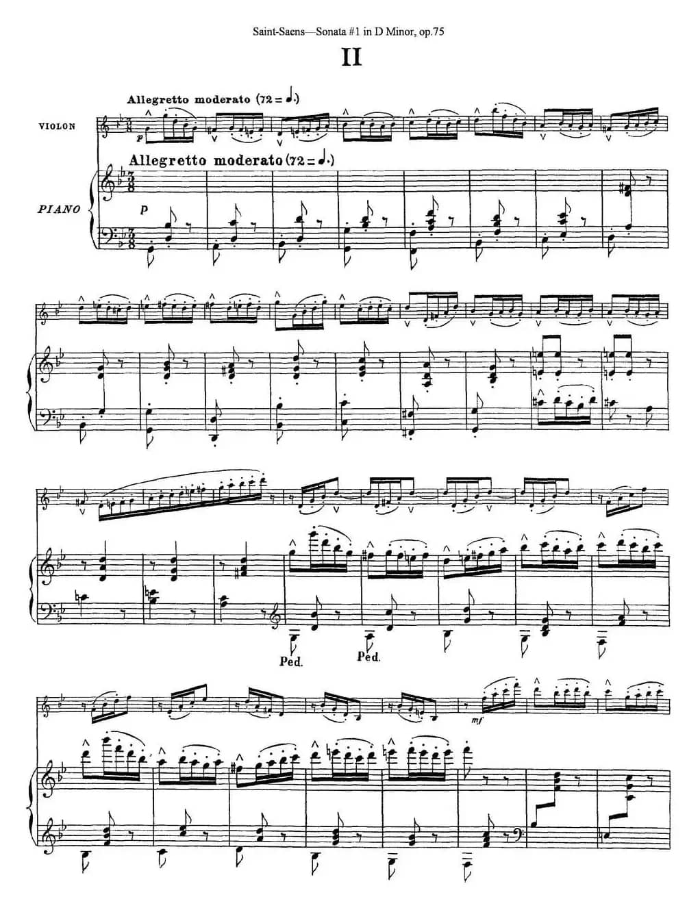 Violin Sonata No.1 in D Minor Op.75（小提琴+钢琴伴奏）