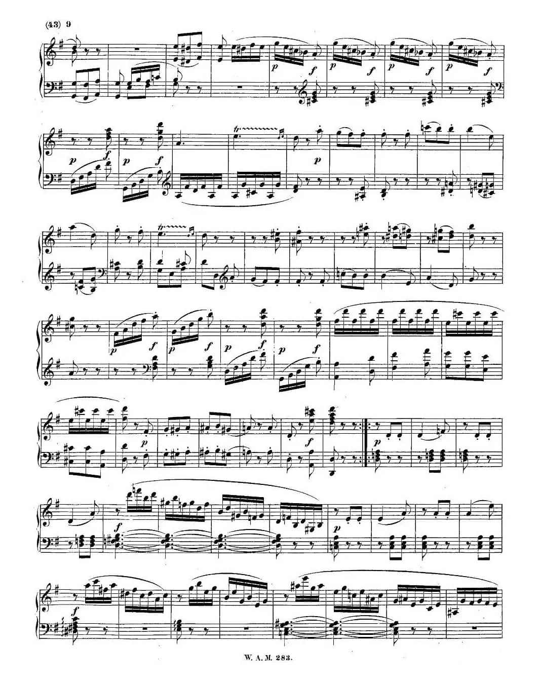 G大调第五钢琴奏鸣曲 KV.283 