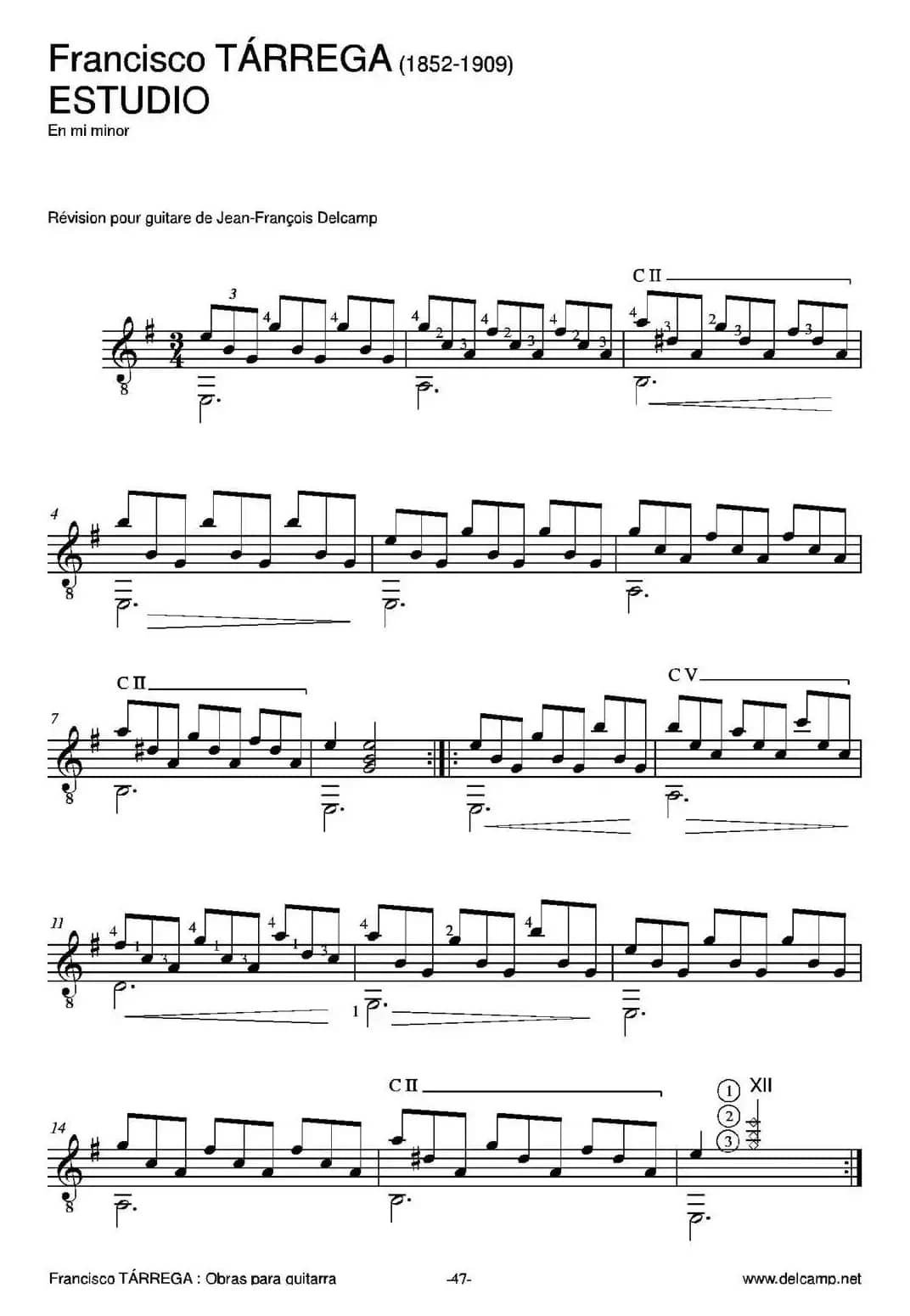 ESTUDIO(En mi minor)（古典吉他）