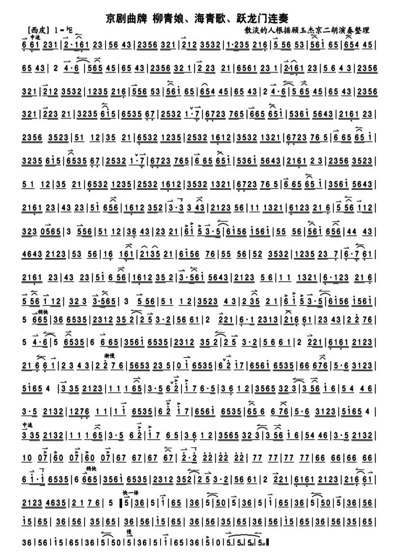 柳青娘、海青歌、跃龙门连奏（京剧曲牌）