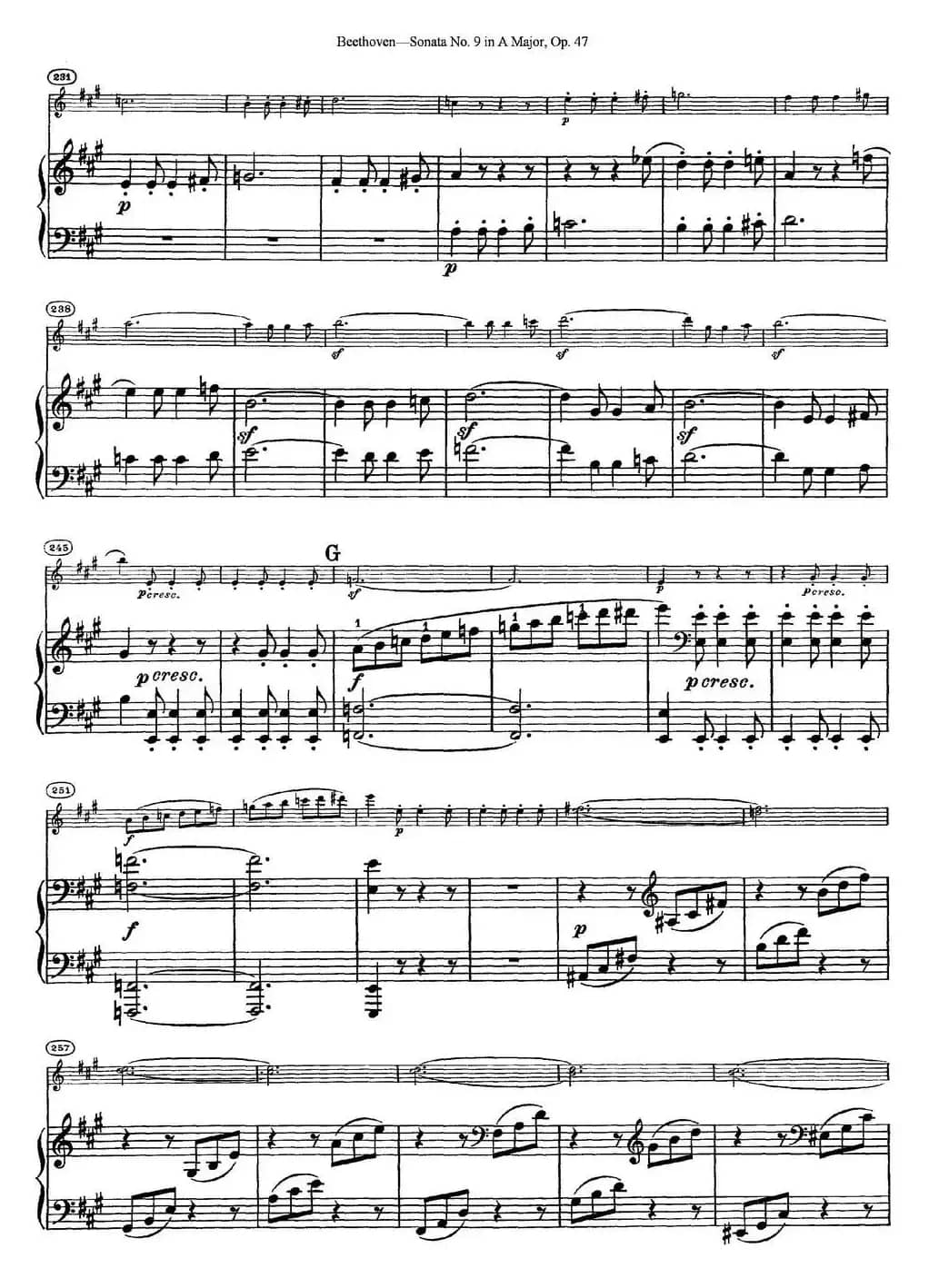 Violin Sonata No.9 in A Major Op.47（小提琴+钢琴伴奏）