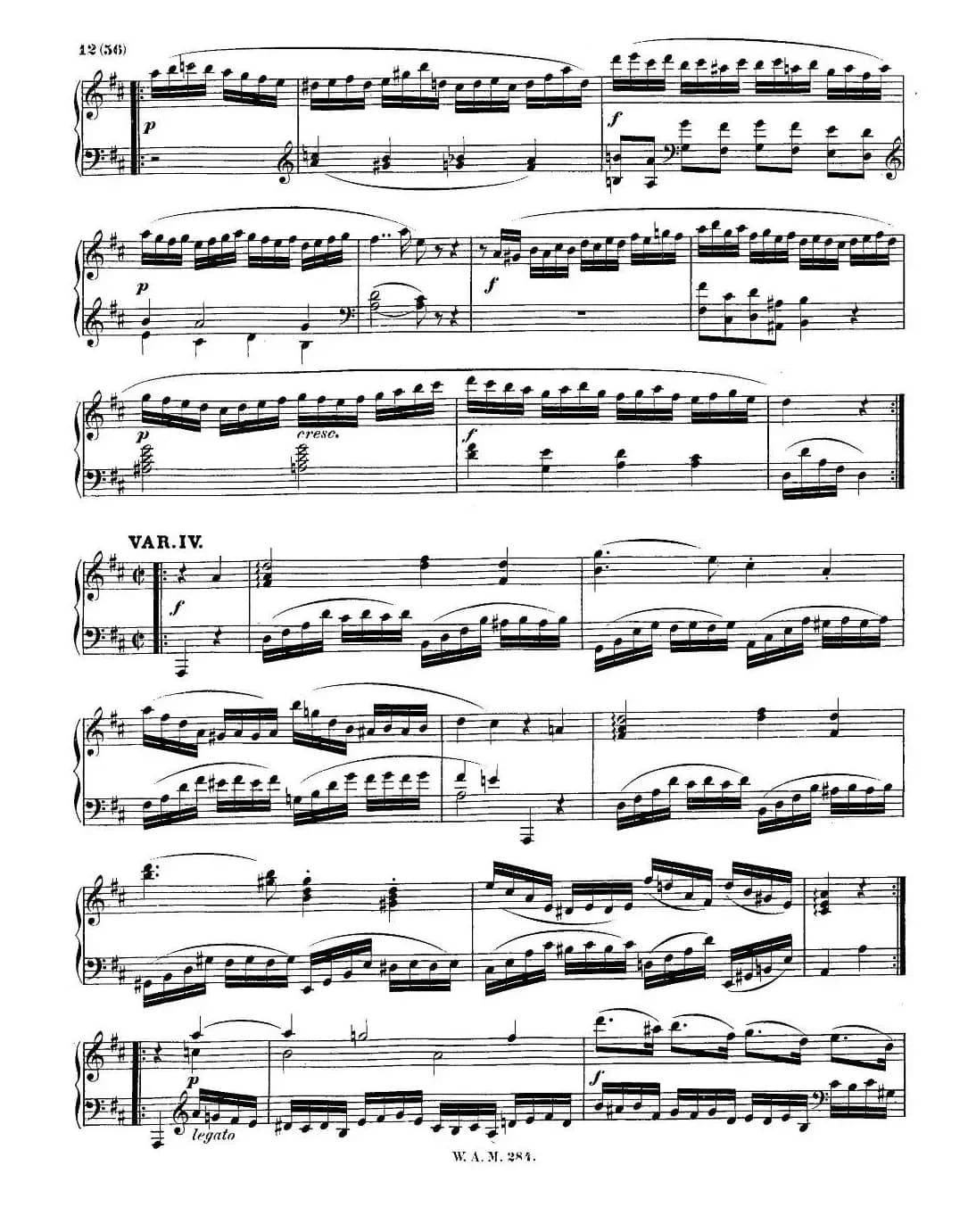 D大调第六钢琴奏鸣曲 KV.284