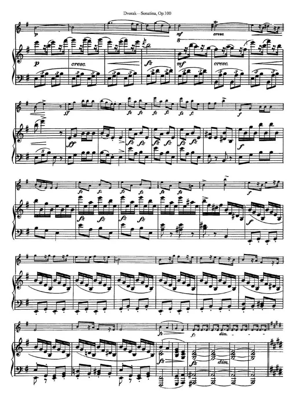 Violin Sonatina Op.100（小提琴+钢琴伴奏）