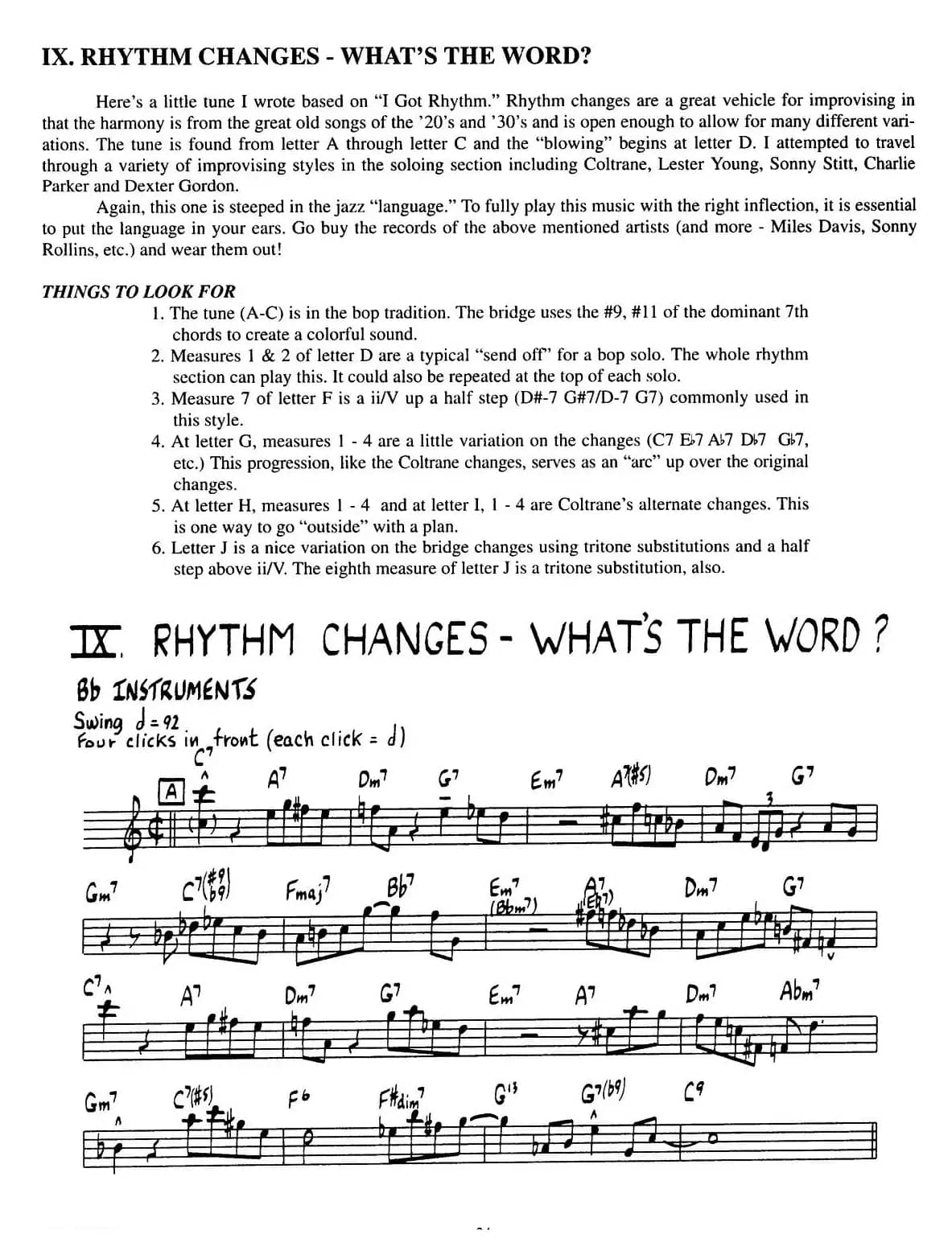 RHYTHM CHANGES - WHAT'S THE WORD?