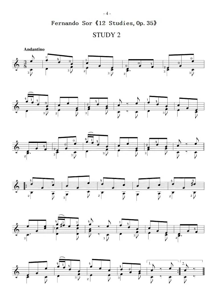 Fernando Sor《12 Studies,Op.35》（STUDY 2）