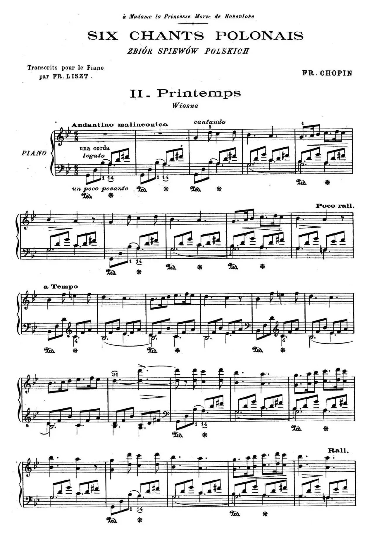 6 Chants Polonais S.480（6首波兰歌曲·Ⅱ）