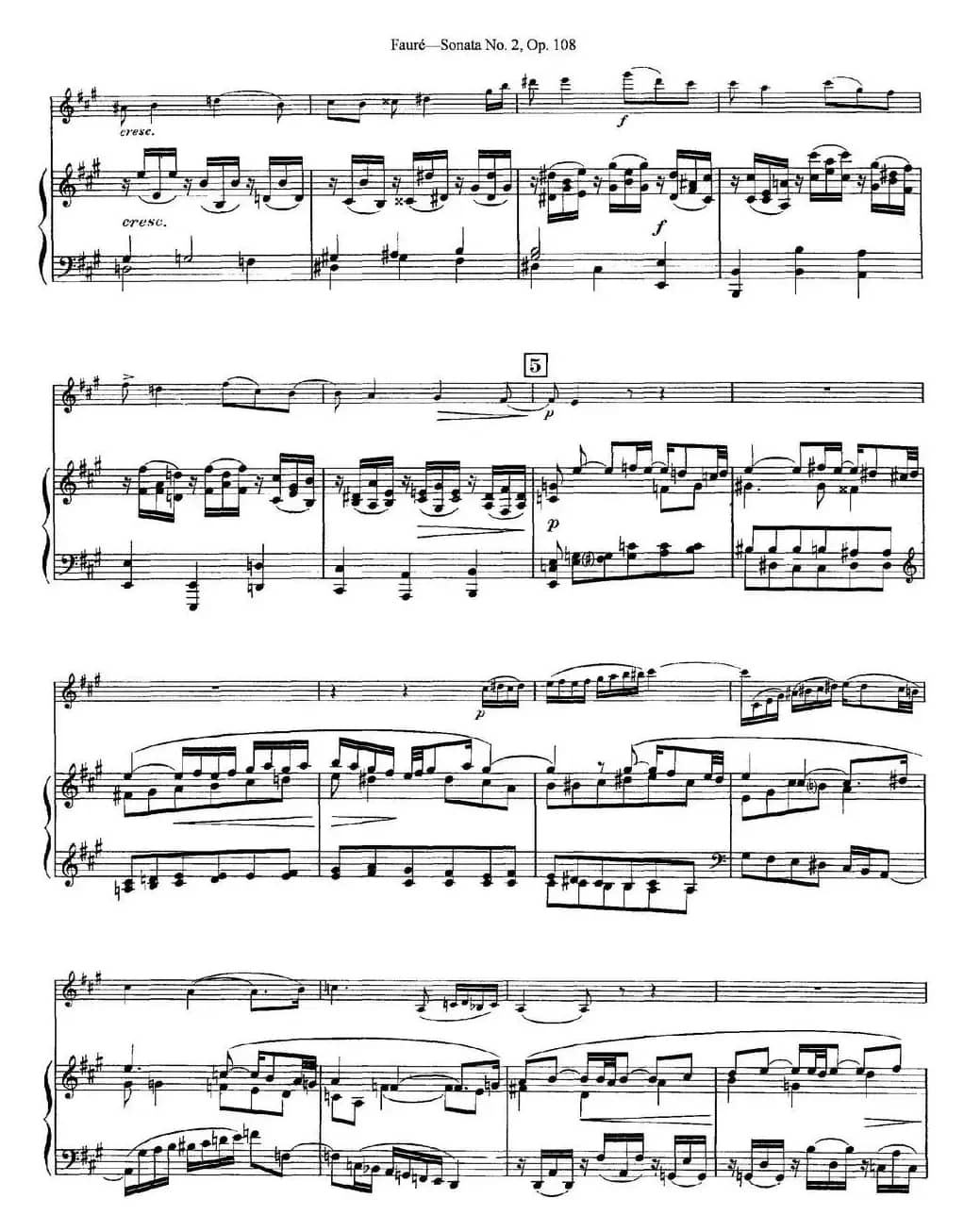 Violin Sonata No.2 Op.108（小提琴+钢琴伴奏）