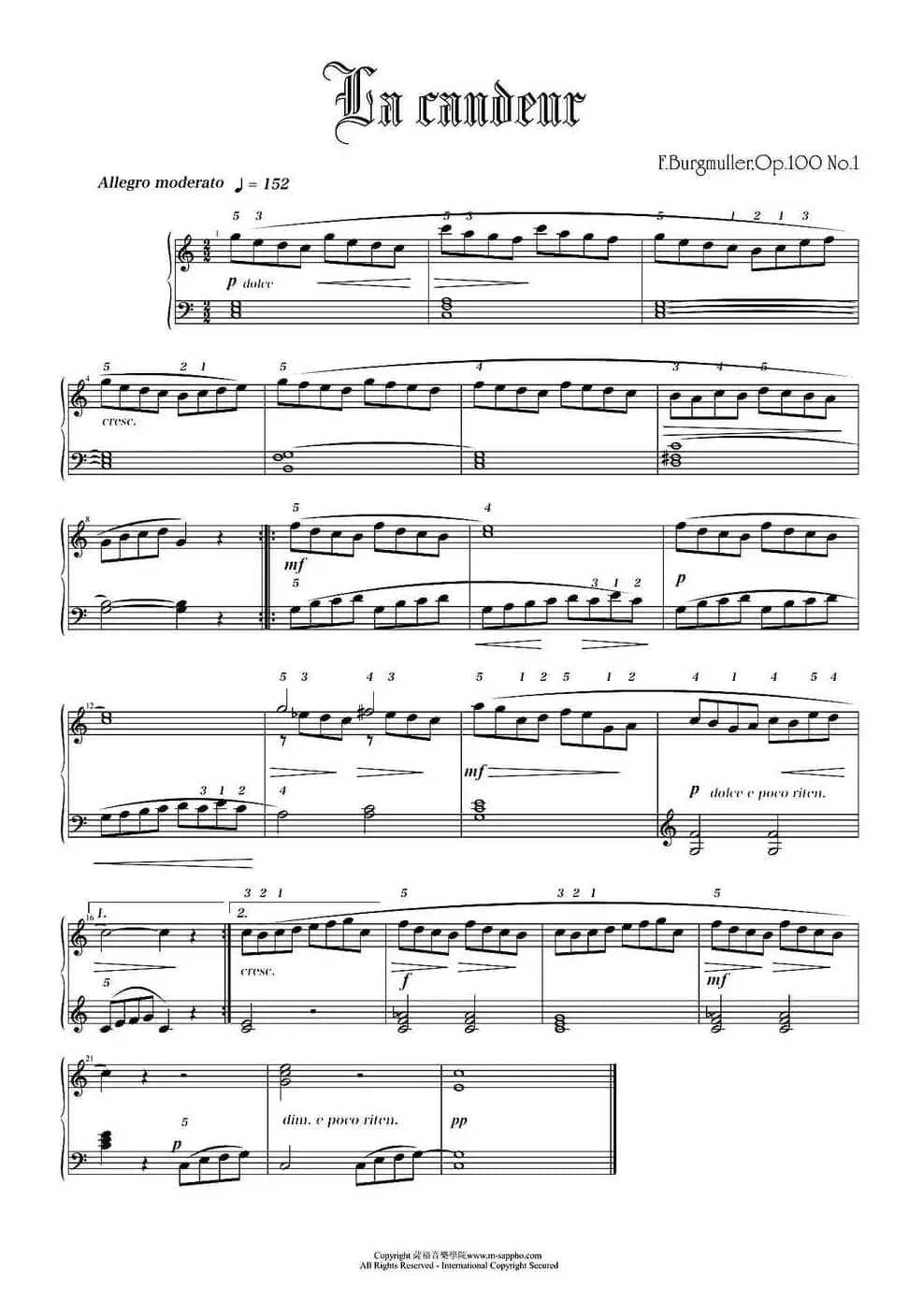 F.BurgmullerOp.100 No.1（布格缪勒-坦诉）