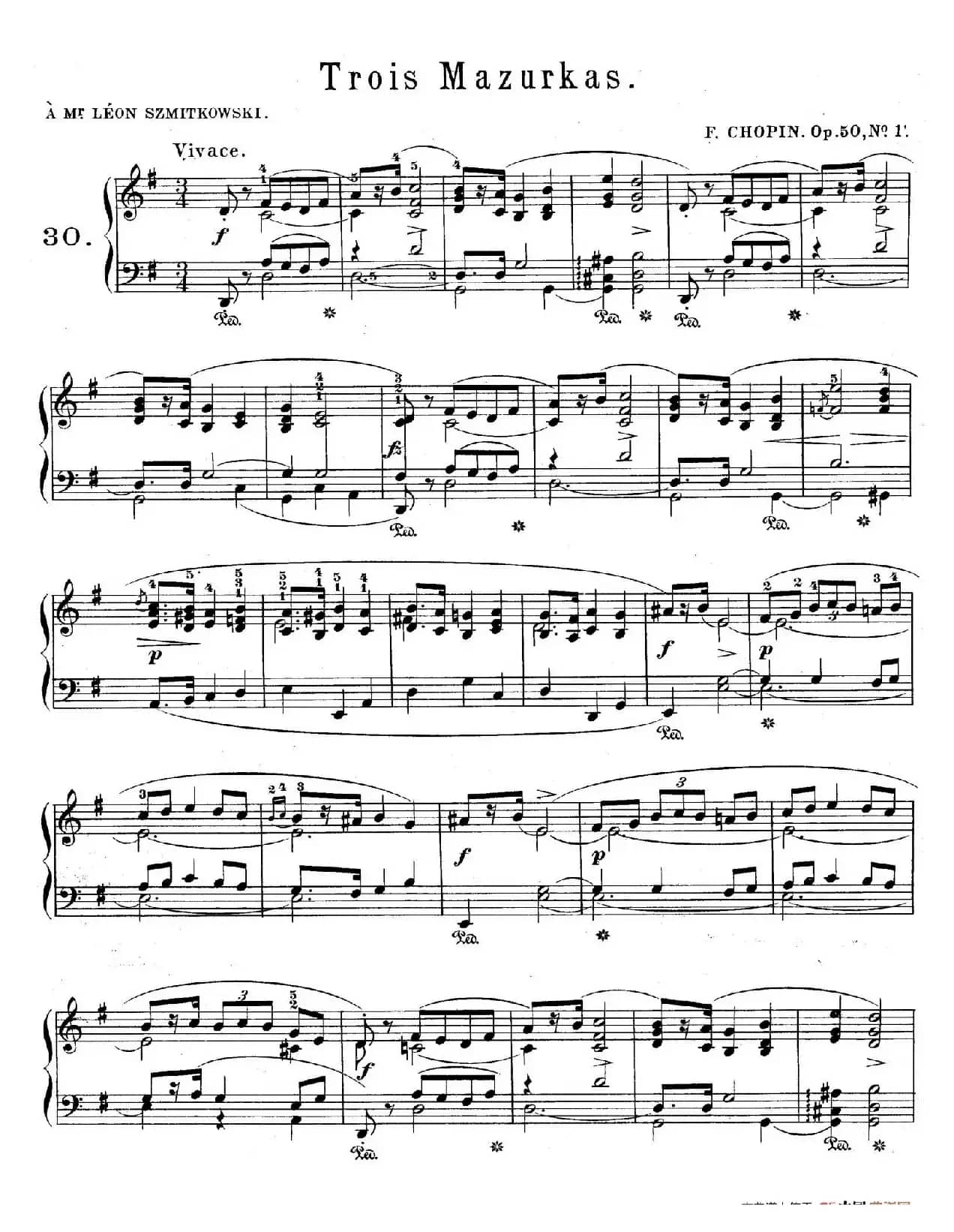 Trois Mazurkas Op.50（3首玛祖卡舞曲·1）
