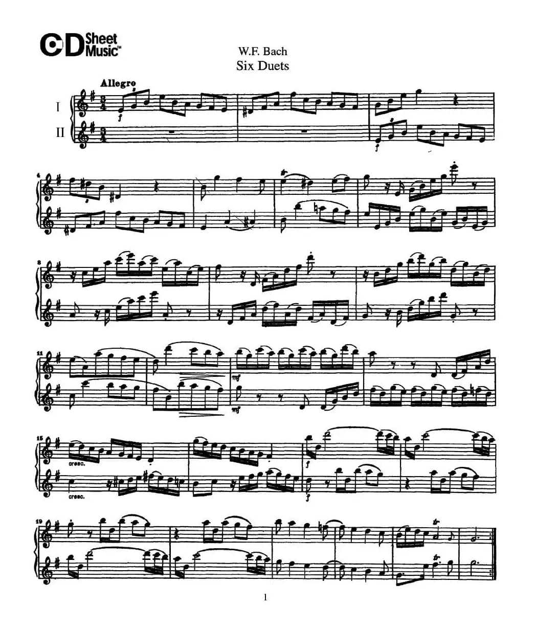 Six  Duets（6首二重奏）（1）