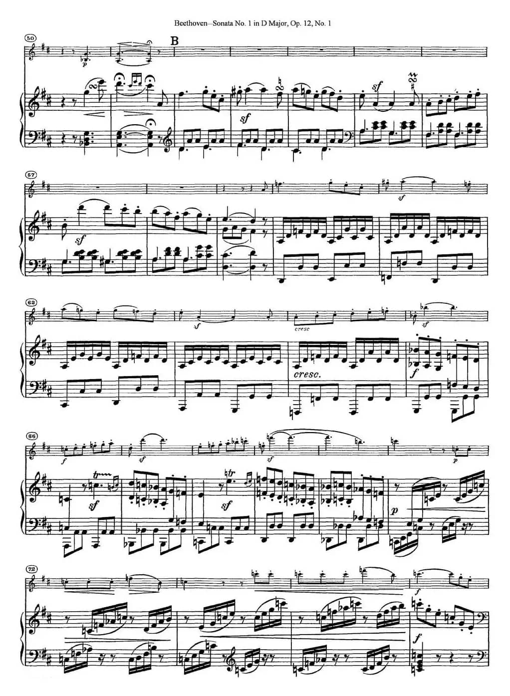 Violin Sonata No.1 in D Major Op.12 No.1（小提琴+钢琴伴奏）