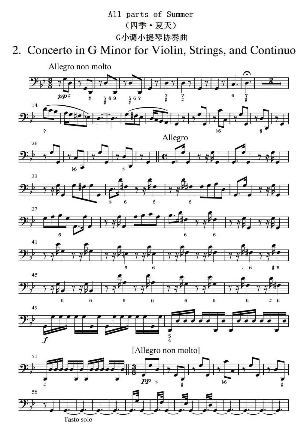 All parts of Summer（四季·夏天）（贝斯分谱）