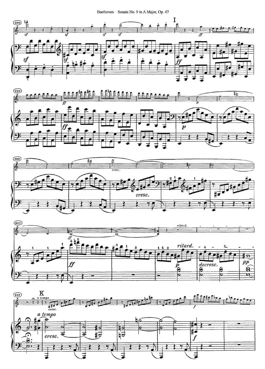 Violin Sonata No.9 in A Major Op.47（小提琴+钢琴伴奏）