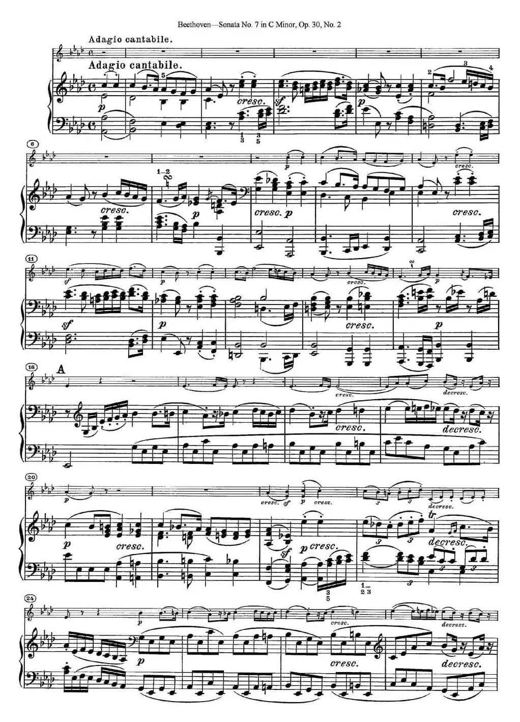 Violin Sonata No.7 in C Minor Op.30 No.2（小提琴+钢琴伴奏）