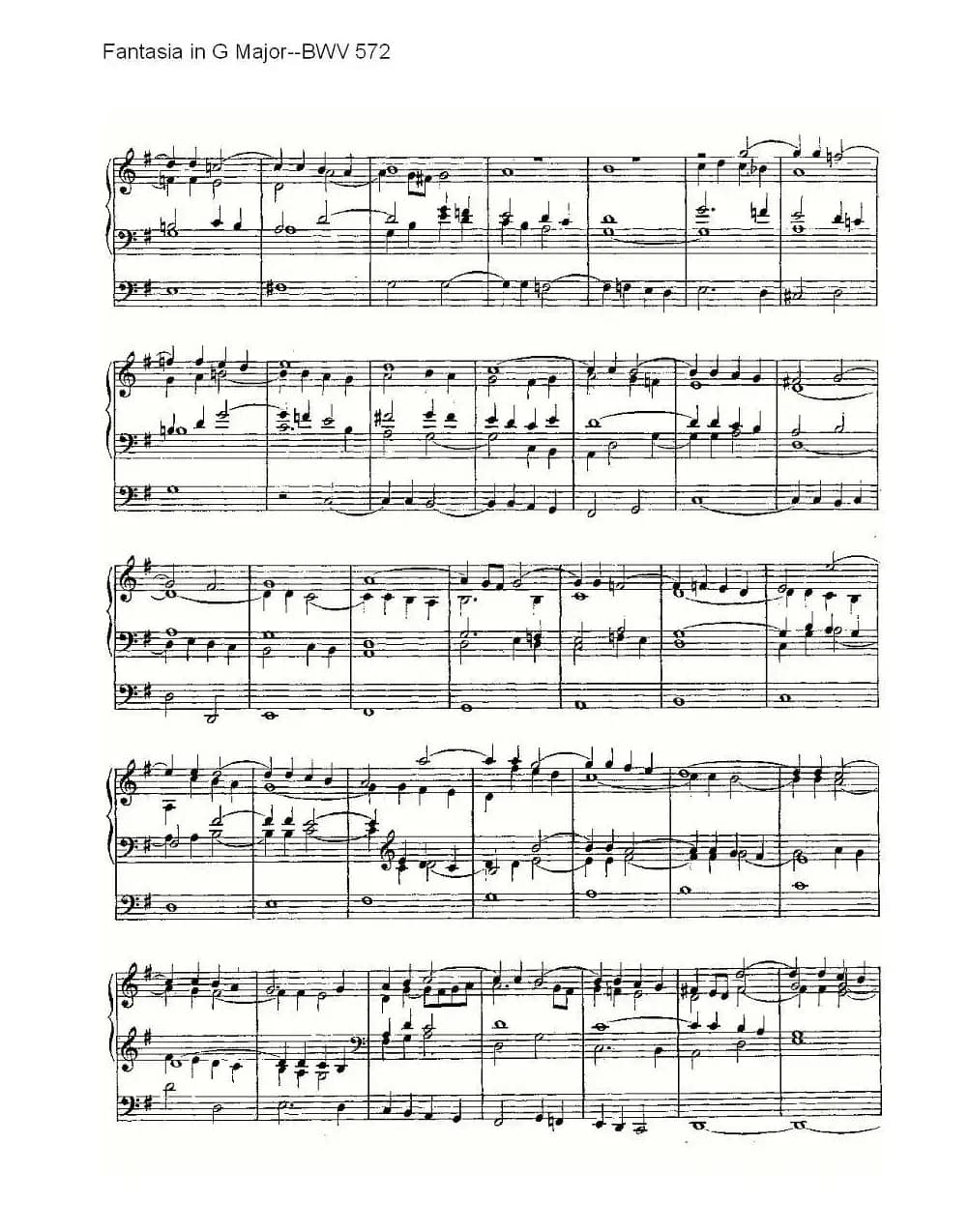 Fantasia in G Major--BWV 572 （管风琴谱）