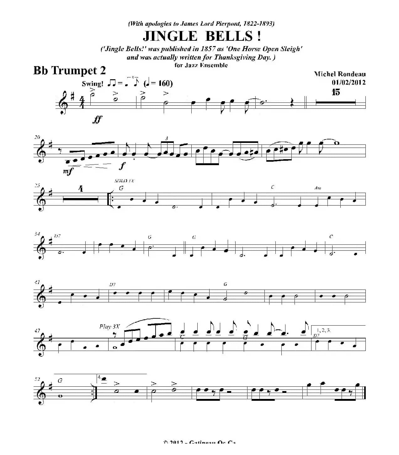 JINGLE BELLS！（第二降B小号分谱）