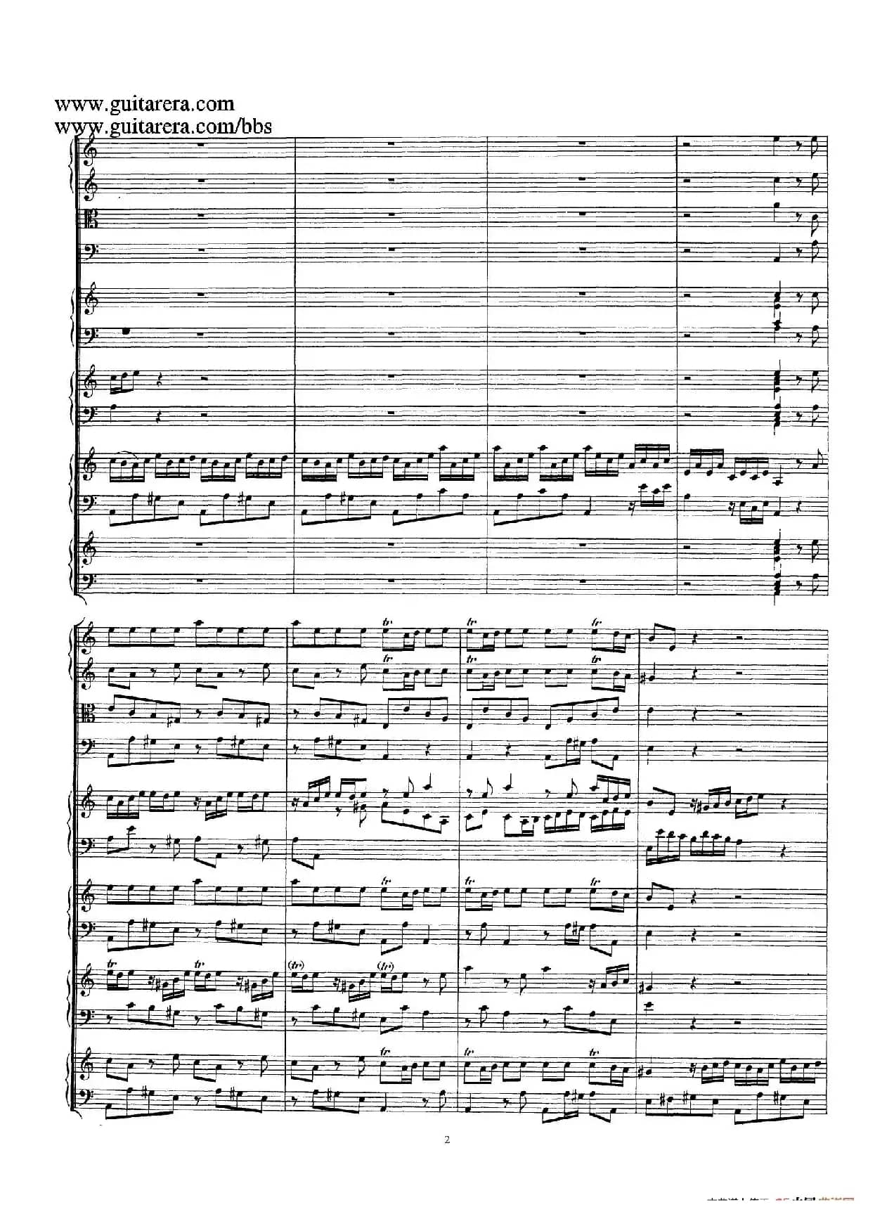 为四架古钢琴而作的a小调协奏曲 BWV 1065（总谱）