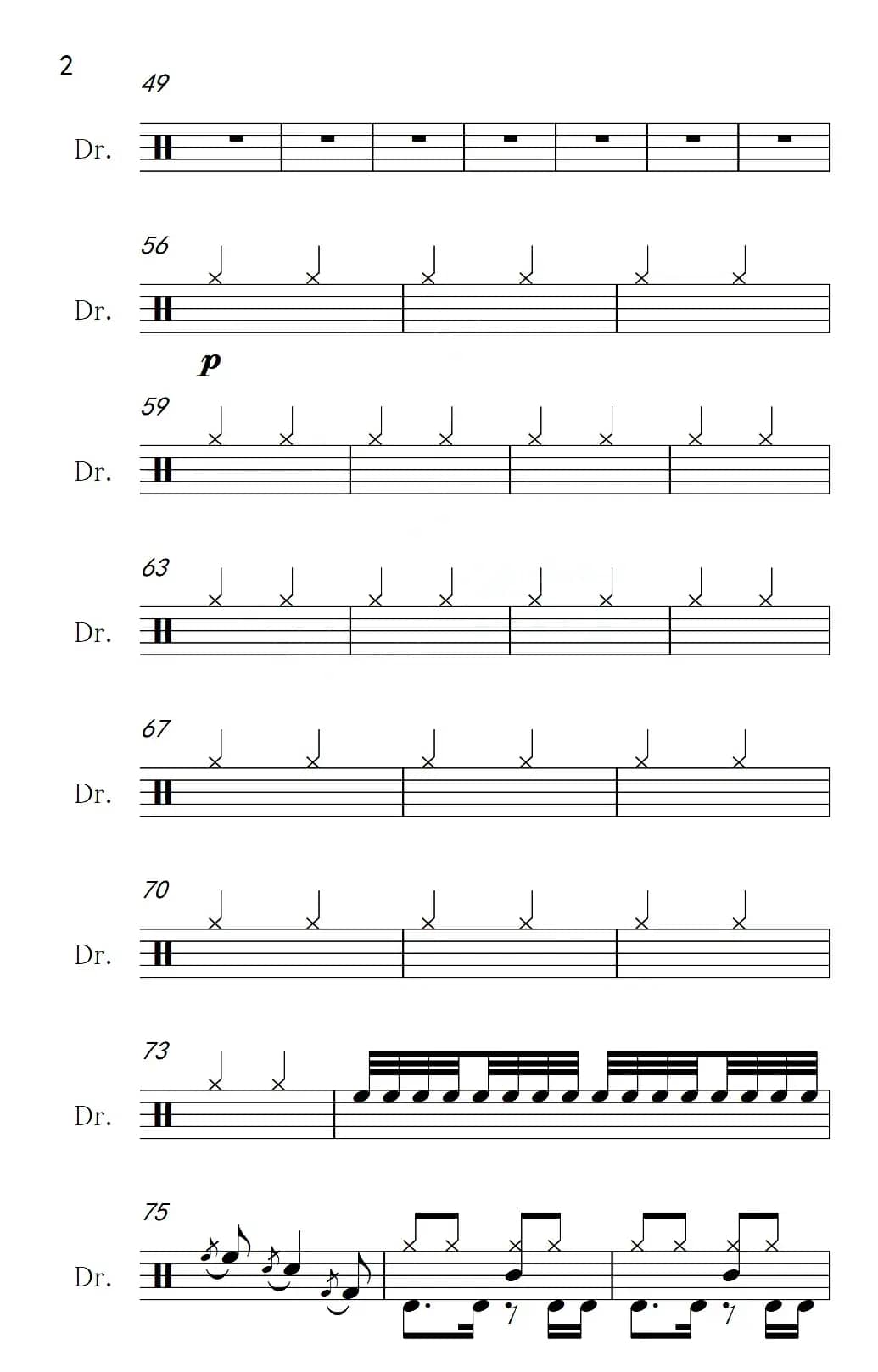 祝酒歌（架子鼓谱）