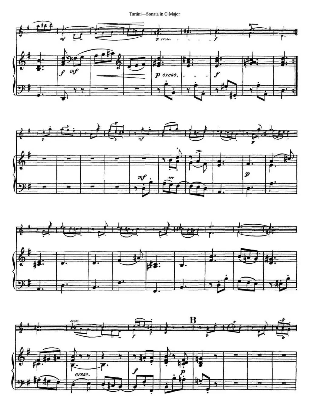 Violin Sonata in G Major（小提琴+钢琴伴奏）