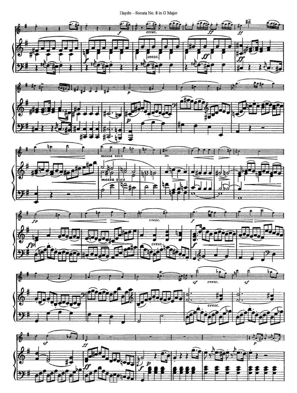 Violin Sonata No.8 in G Major（小提琴+钢琴伴奏）