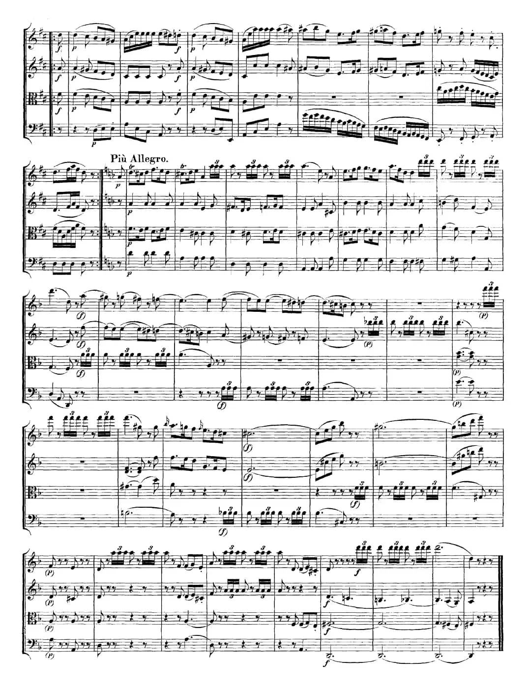 Mozart《Quartet No.15 in D Minor,K.421》（总谱）