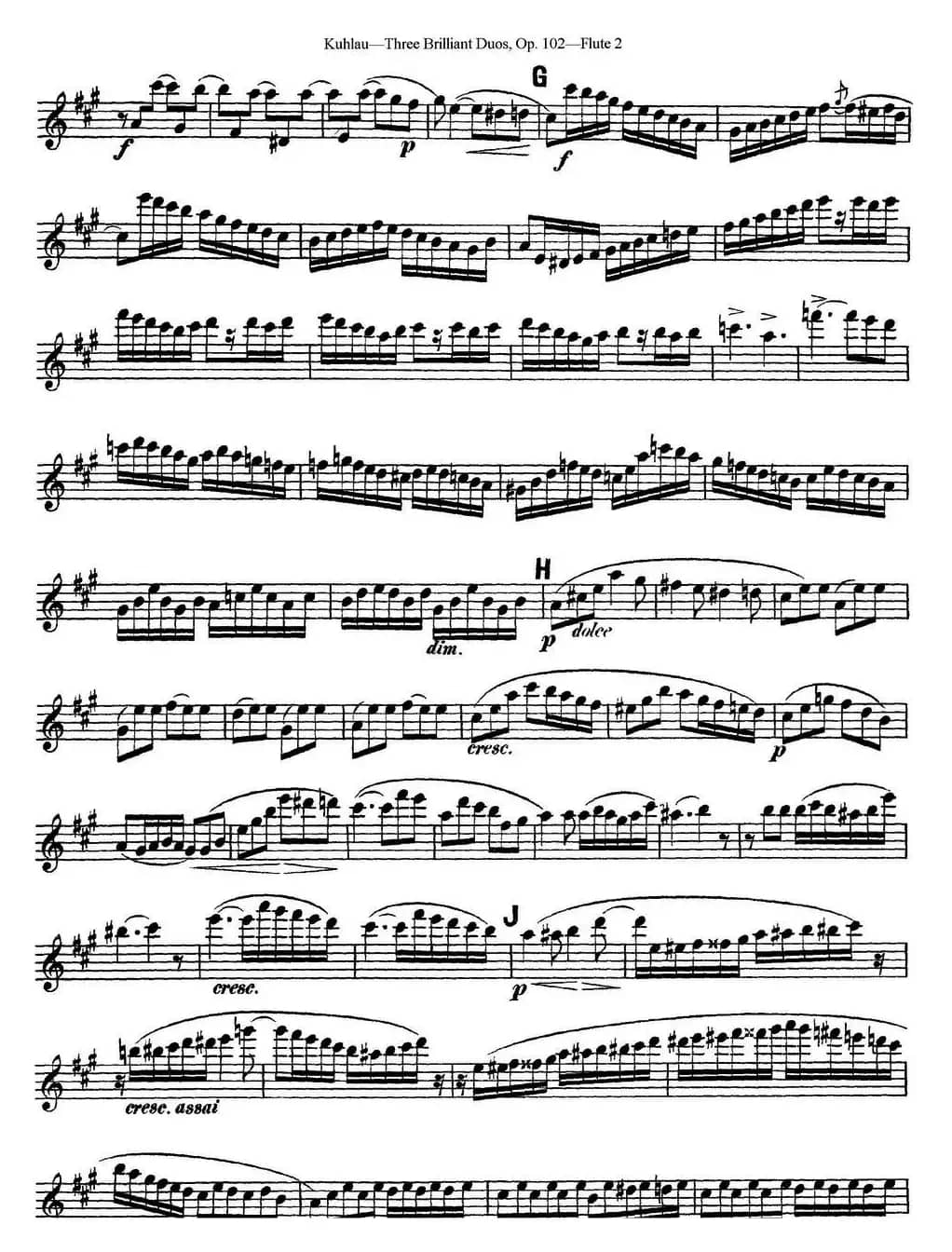 库劳长笛二重奏练习三段OP.102——Flute 2（NO.3）