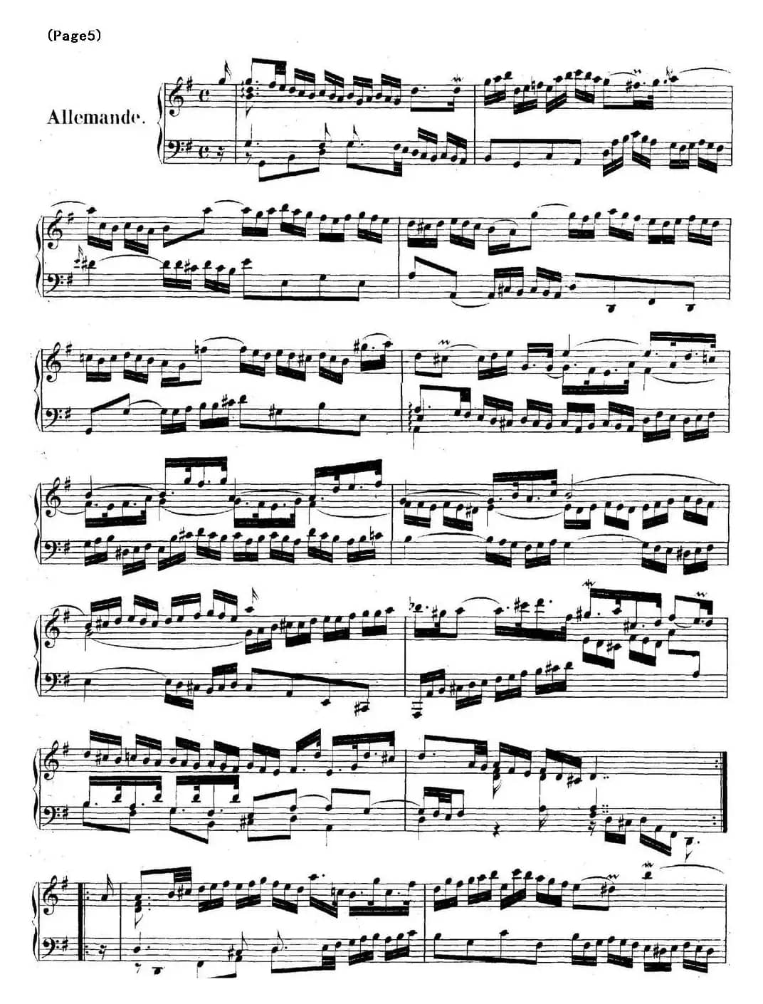 帕蒂塔6首德国组曲（No.5 G大调 巴赫 Partita G Major BWV 829）