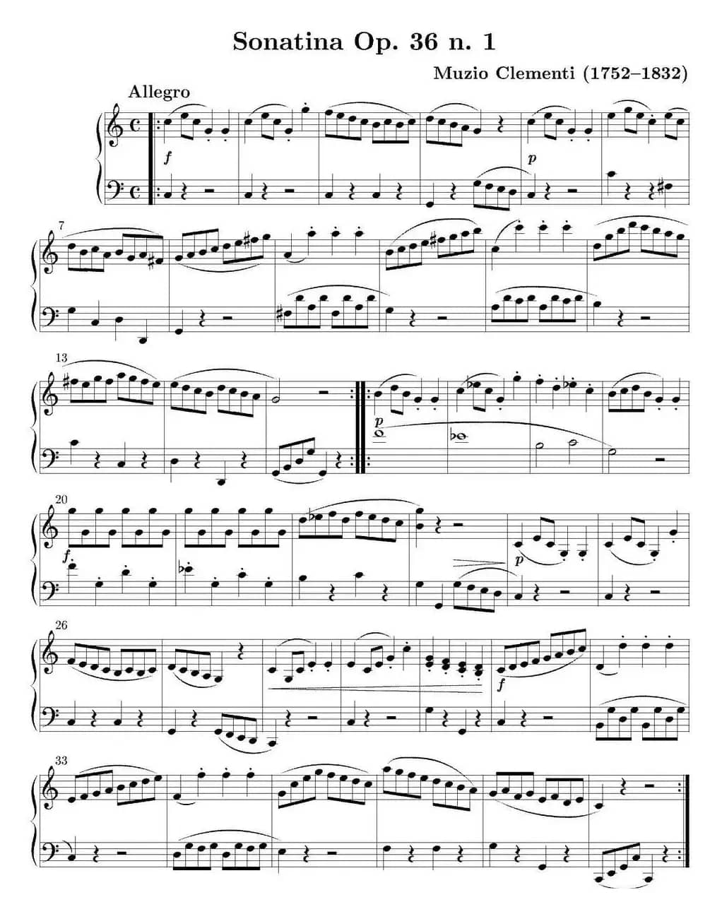 6 Sonatinas Op.36（6首钢琴小奏鸣曲-1）