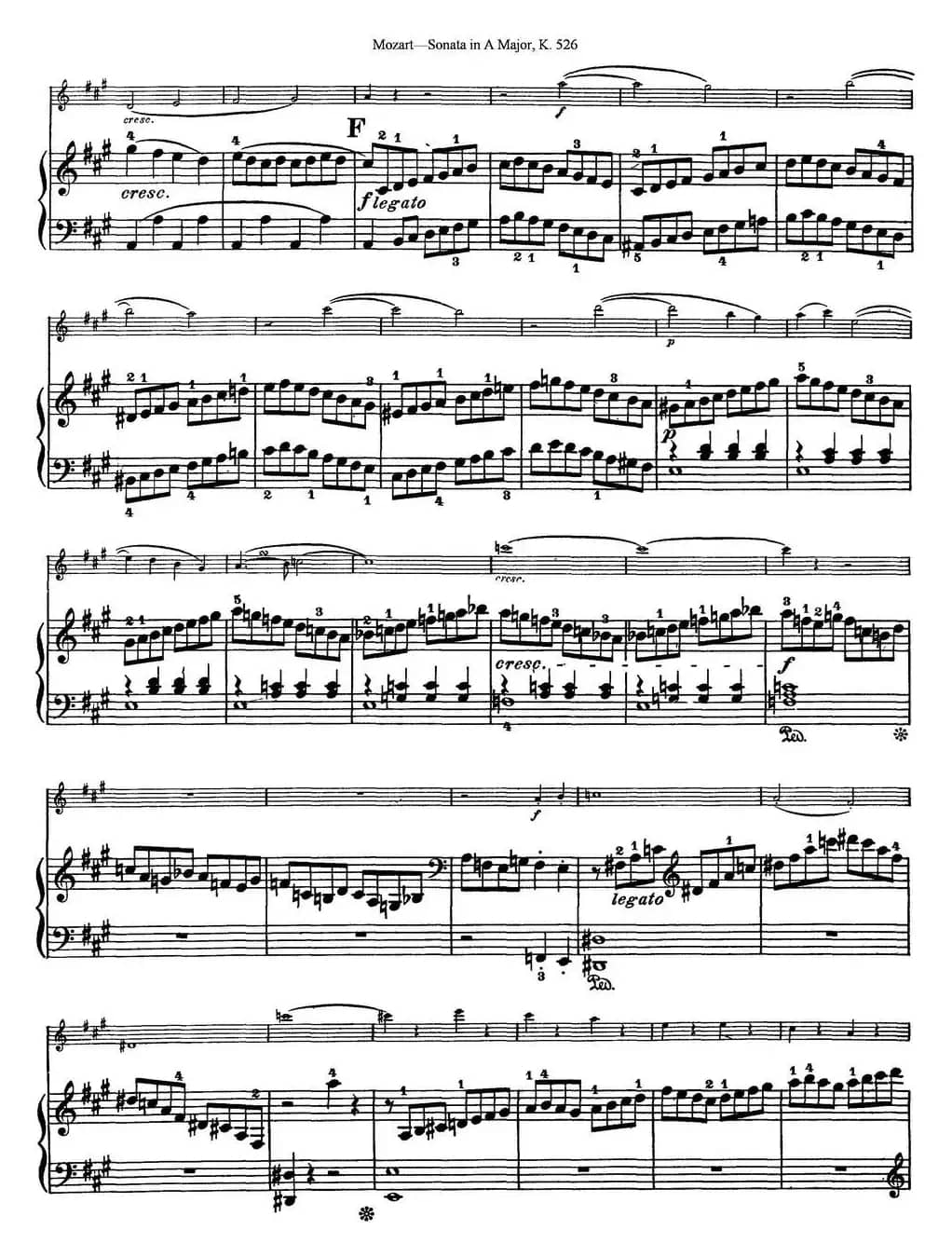 Violin Sonata in A Major K.526（小提琴+钢琴伴奏）