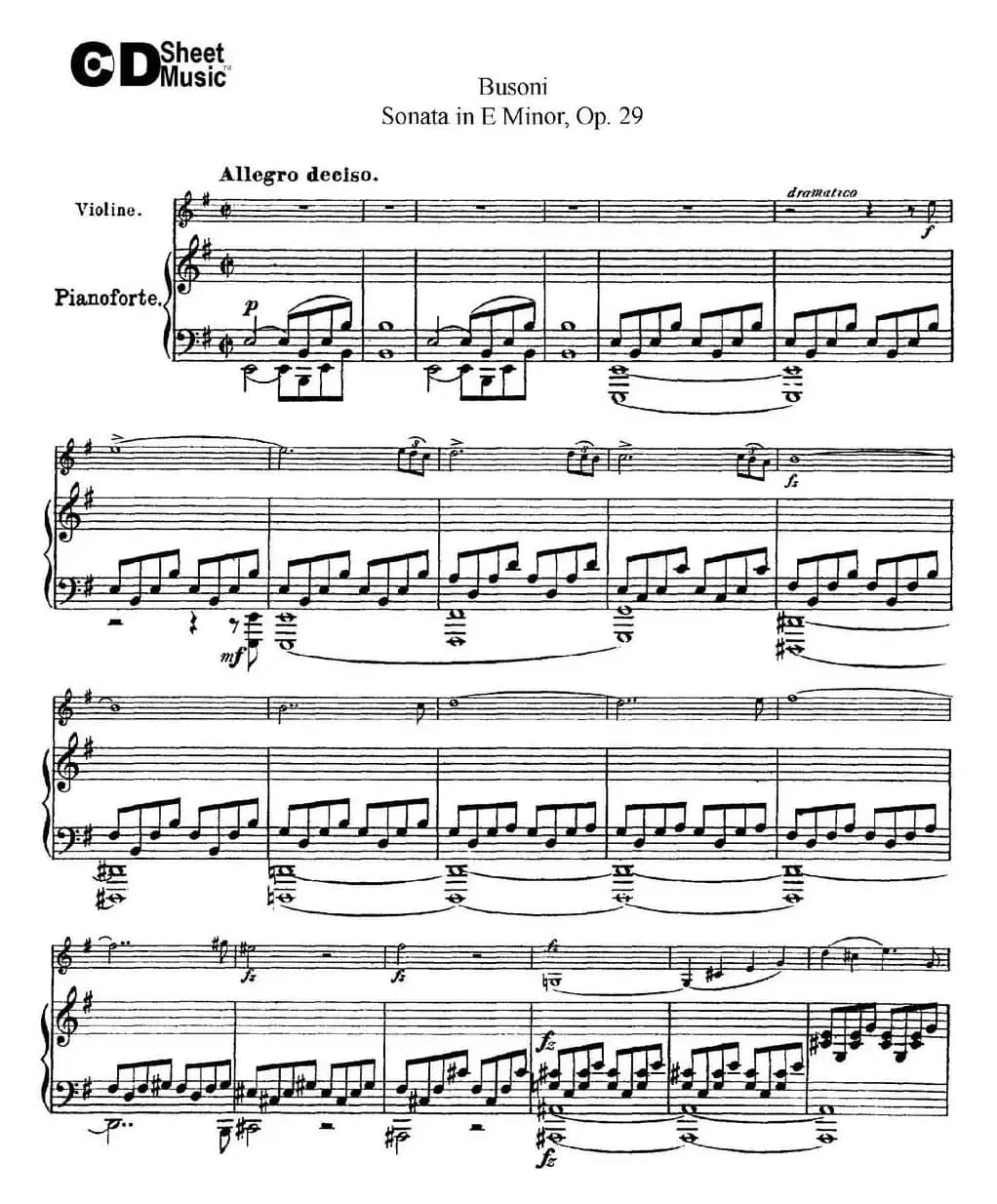 Violin Sonata No.1 in E Minor Op.29（小提琴+钢琴伴奏）