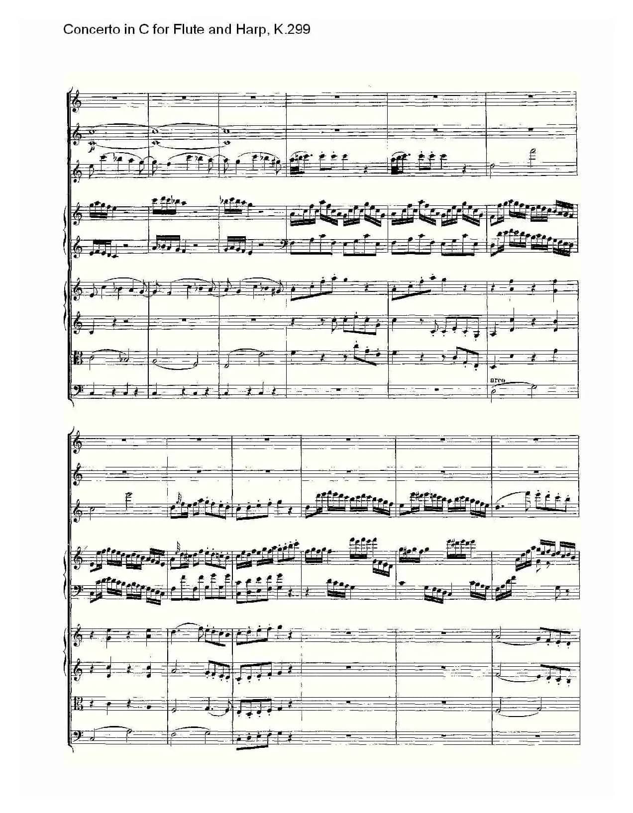 C调长笛与竖琴协奏曲, K.299（一）