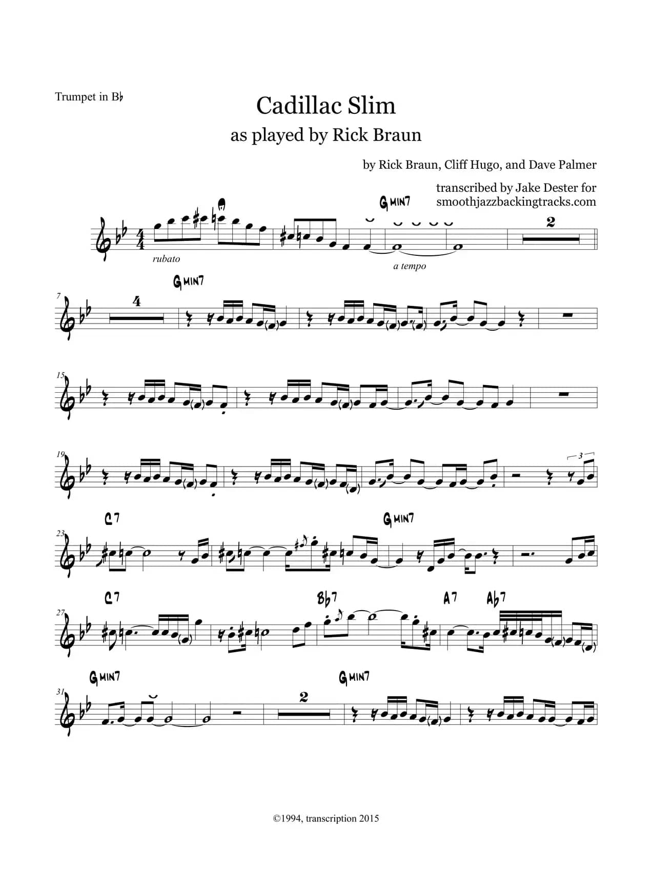 Cadillac Slim Rick Braun Trumpet（Trumpet in Bb）