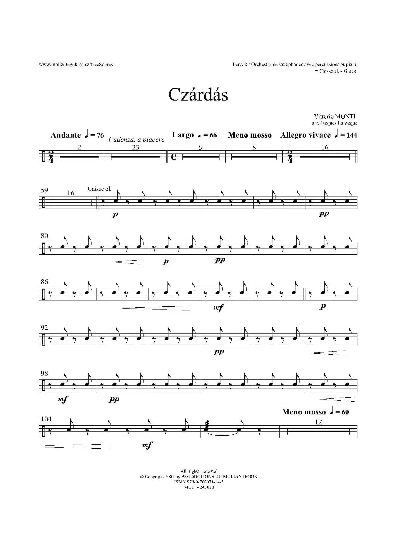 Czardas 查尔达斯（15重奏）（5副打击乐）