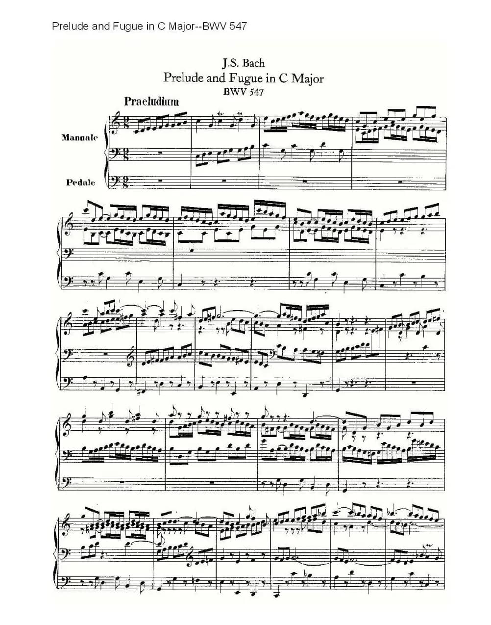 Prelude and Fugue in C Major--BWV 547 (管风琴谱)