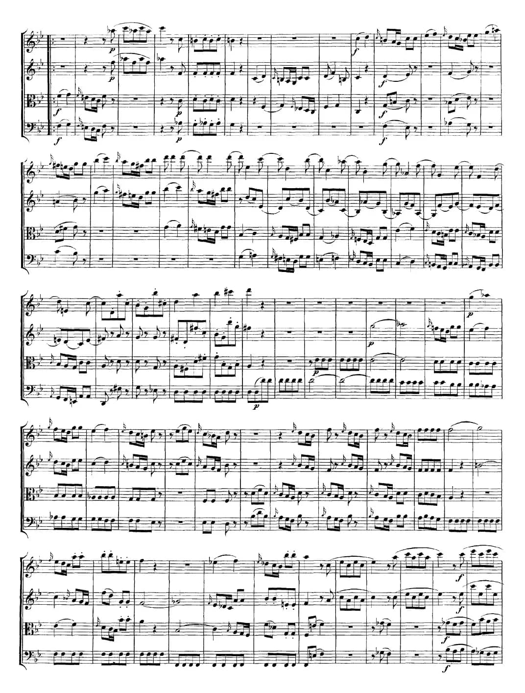 Mozart《Quartet No.17 in Bb Major,K.458》（总谱）
