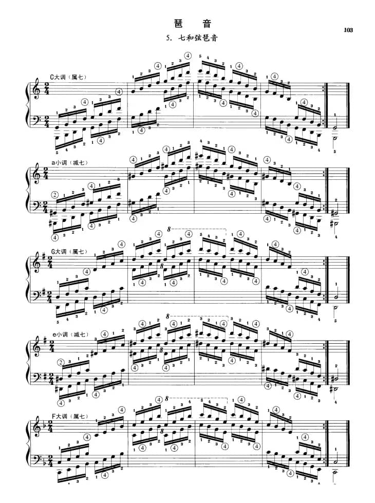 钢琴琶音练习：七和弦琶音