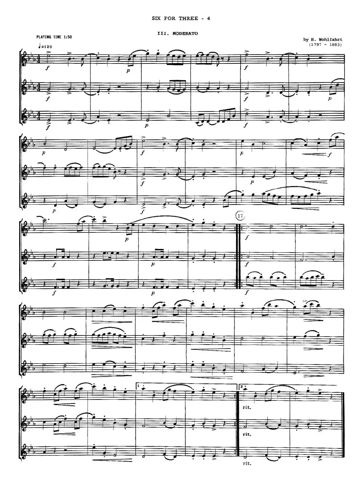 six for three（次中音三重奏总谱）