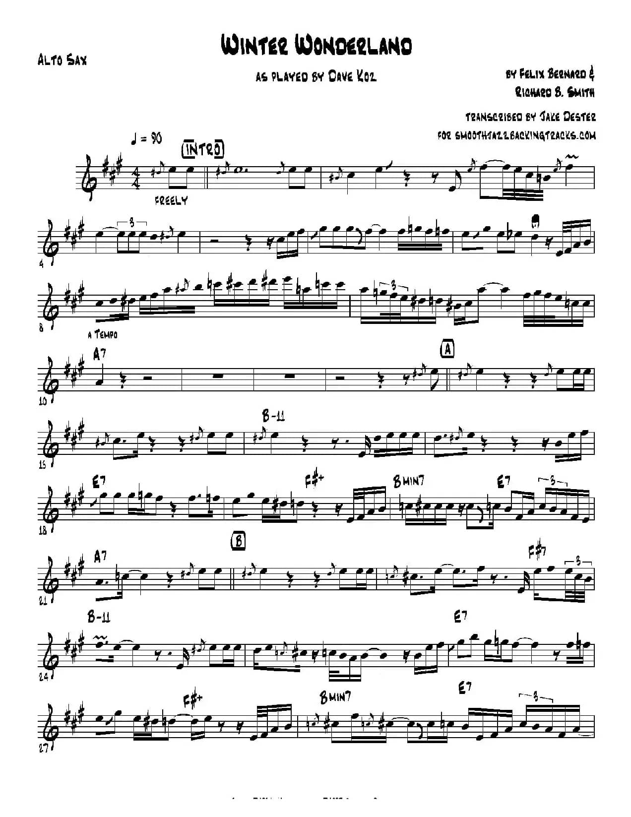 Winter Wonderland（中音萨克斯）