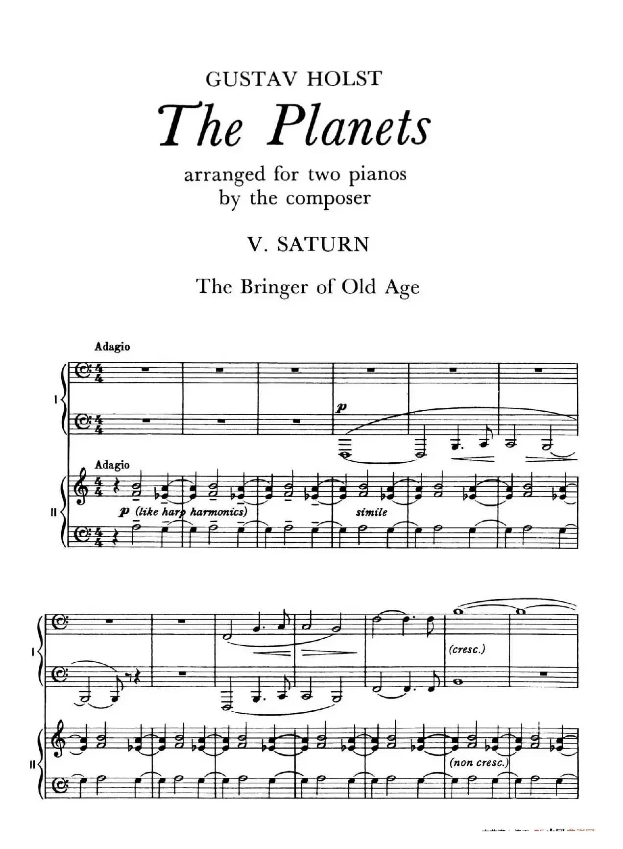 The Planets Op.32（双钢琴）（行星·第五乐章 土星—老年使者）