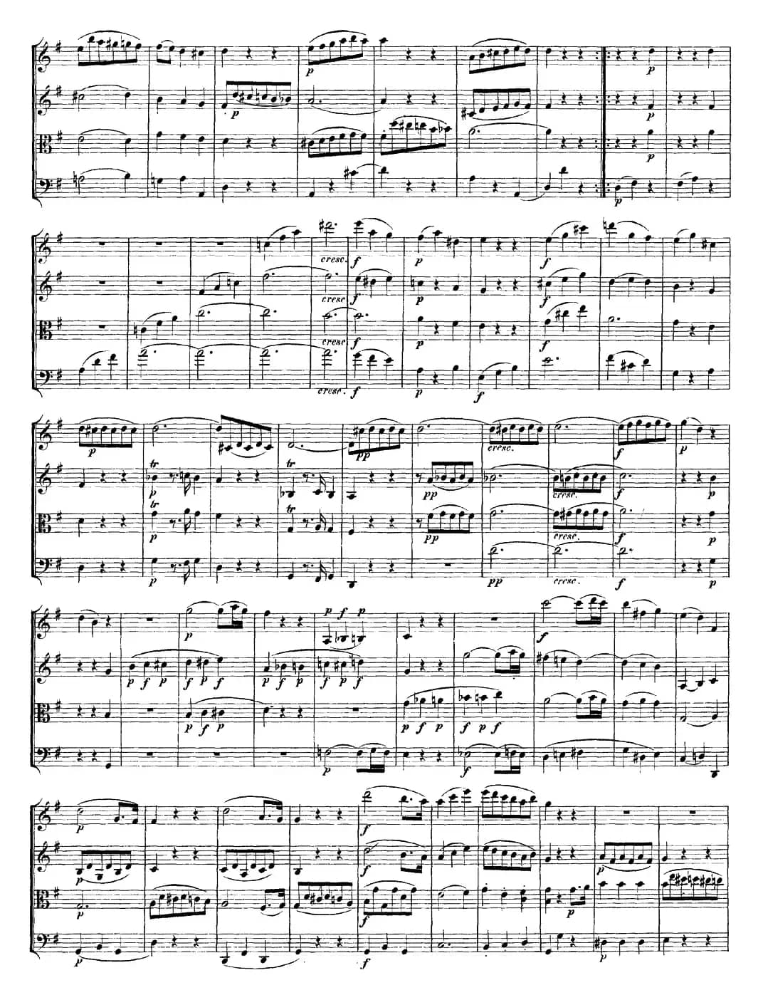 Mozart《Quartet No.14 in G Major,K.387》（总谱）