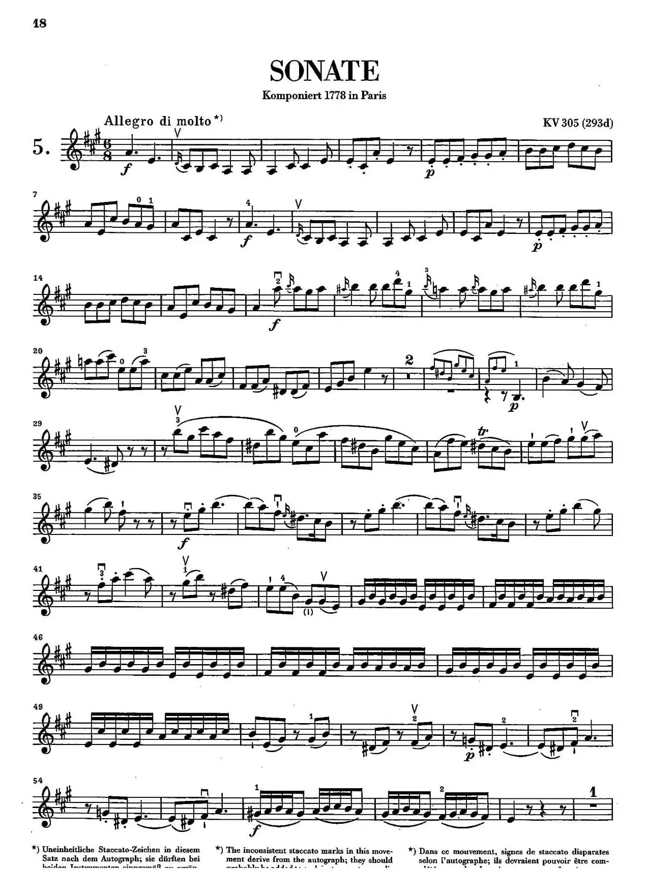 SONATE KV305（奏鸣曲 KV305）