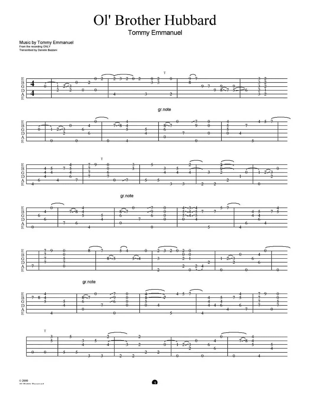 tommy emmanuel：ol' brother hubbard（指弹吉他）