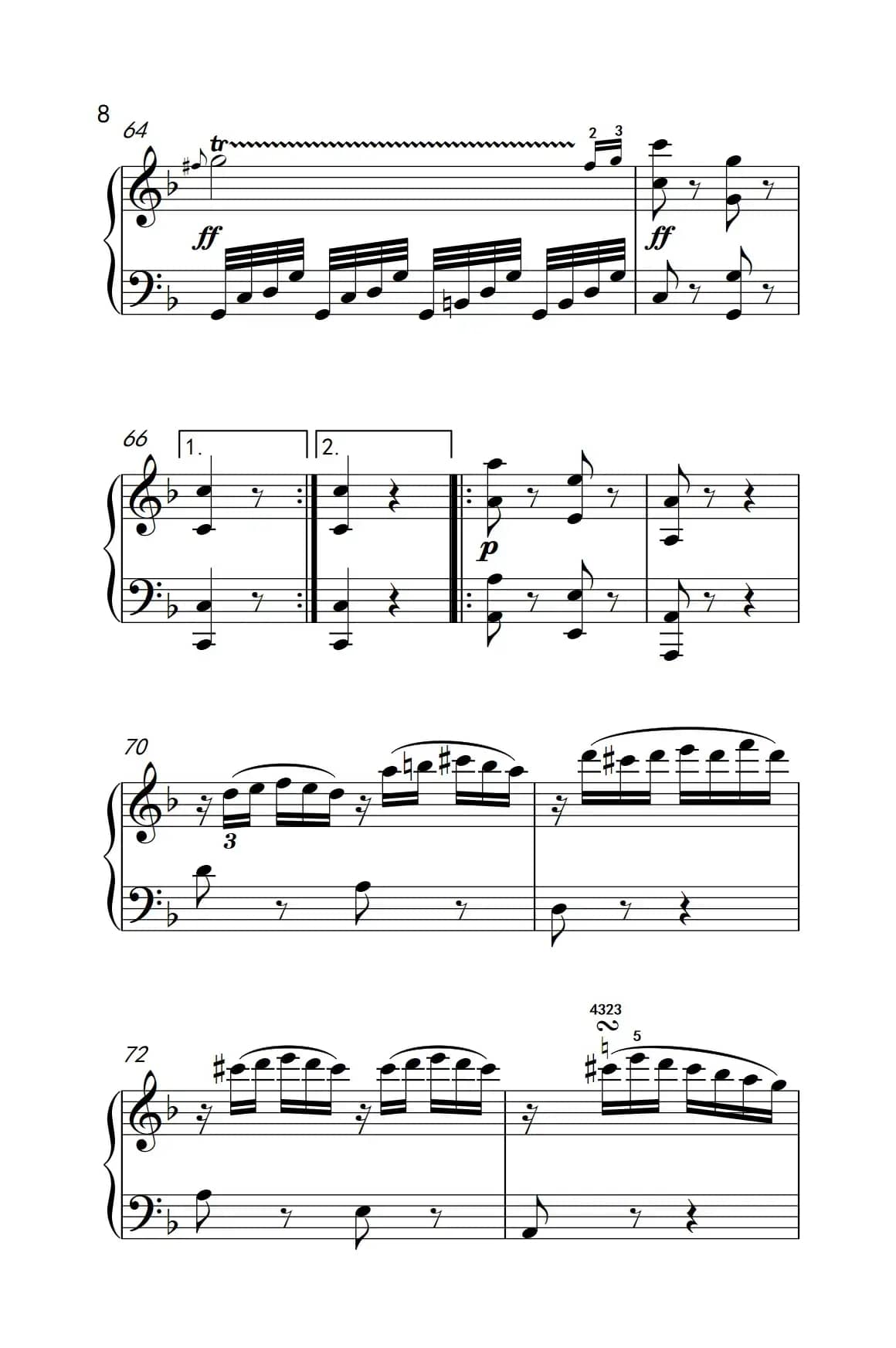 奏鸣曲 Opus 10 Nr.2 第一乐章（贝多芬奏鸣曲集 2）