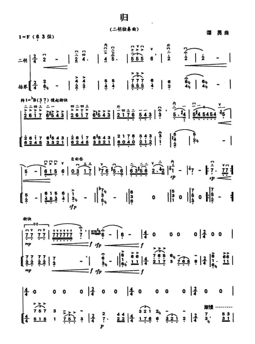 归（二胡独奏+扬琴伴奏）