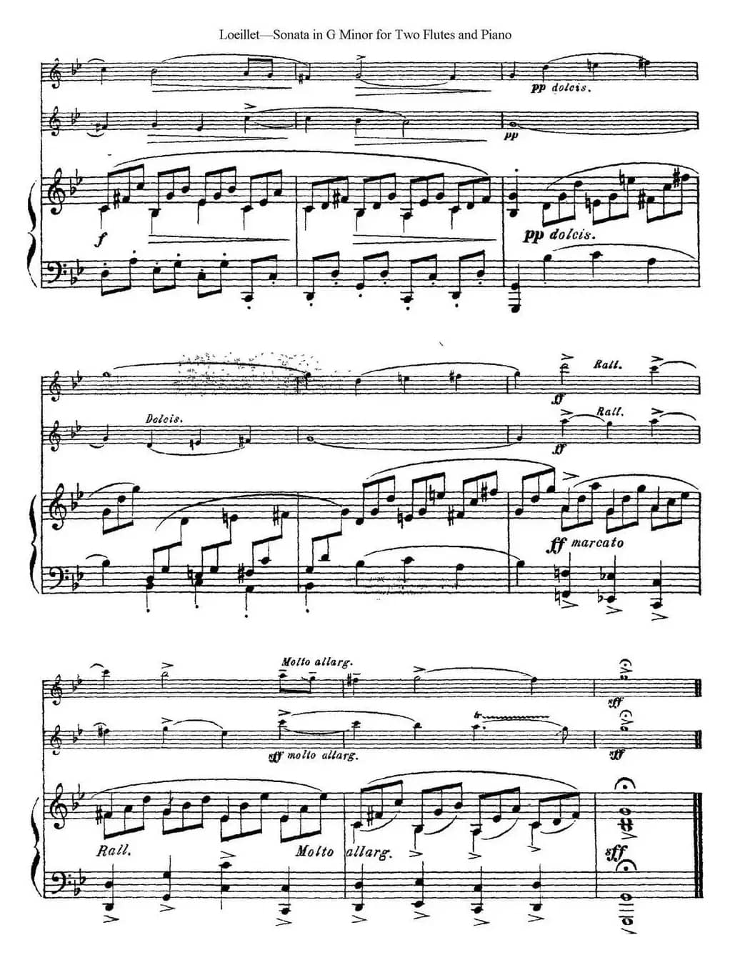 罗埃莱特G小调双长笛与钢琴奏鸣曲