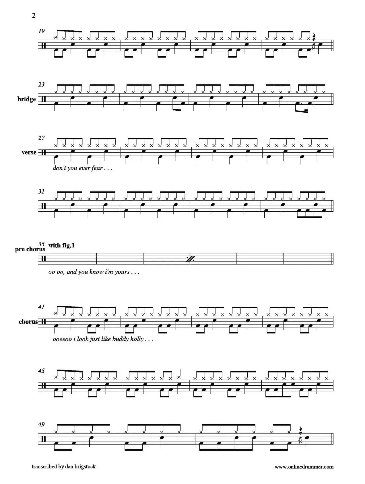 Buddy Holly（鼓谱）