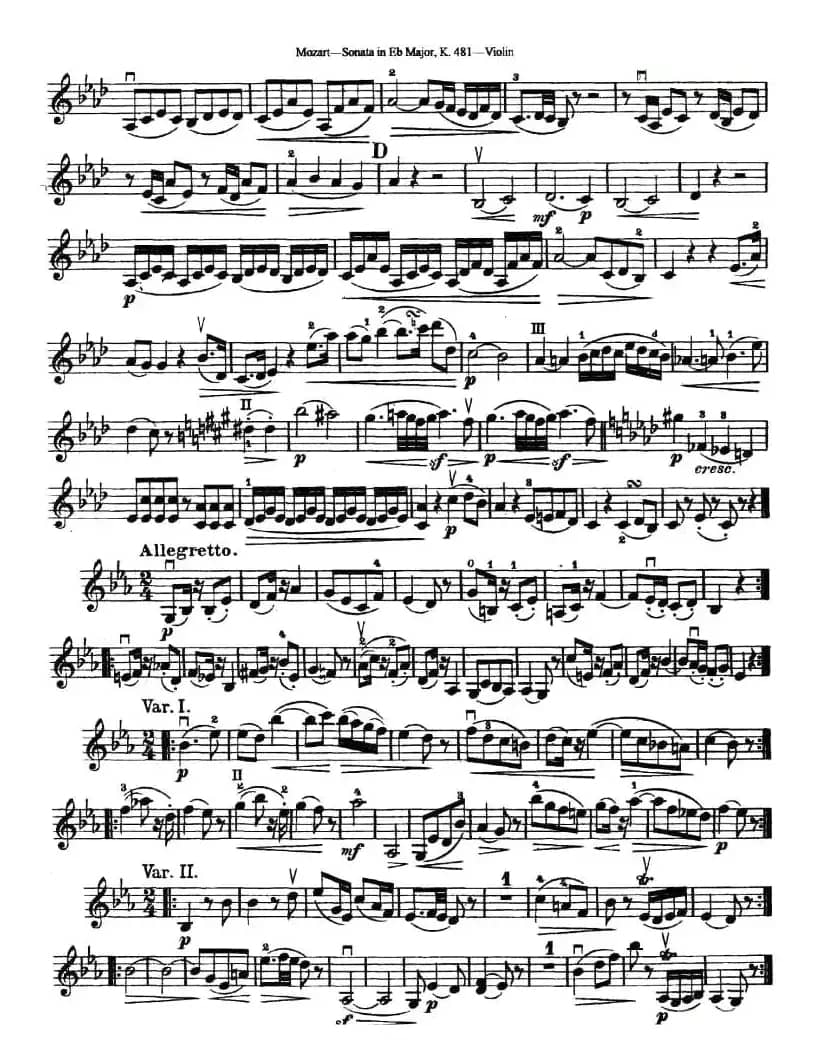 Sonata in Eb Major K.481