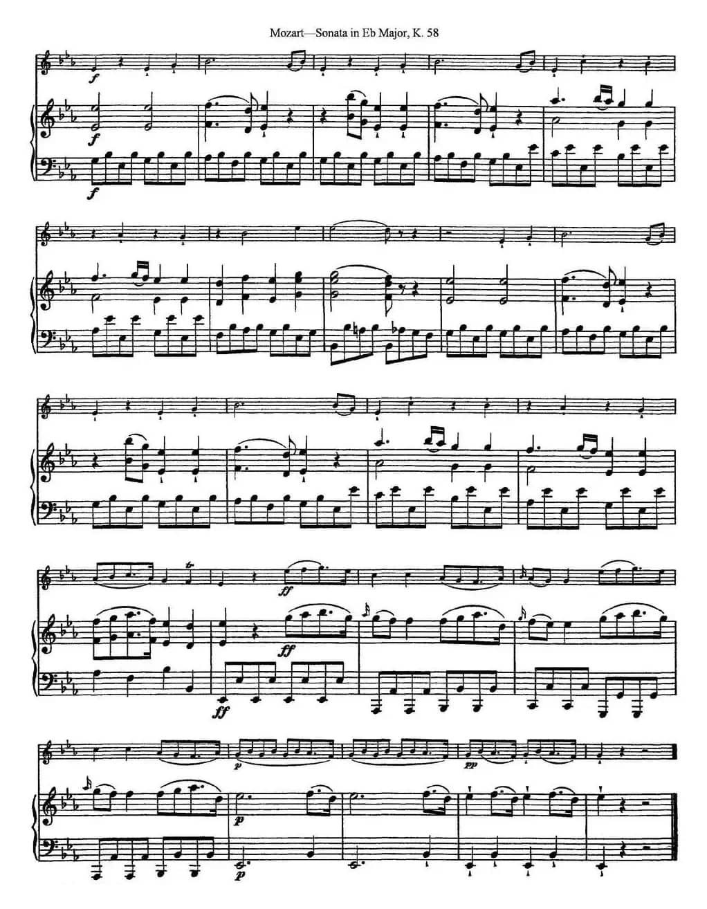 Violin Sonata in Eb Major K.58（小提琴+钢琴伴奏）